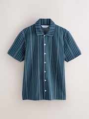 Azul/branco - Camisa de jérsei listrada texturizada - Imagem 6 de 8