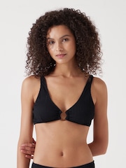 Hush Black Crinkle Ring Bikini Top - Image 1 of 4