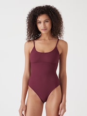 Hush Red Square Neck Texture Swimsuit - Image 1 of 4