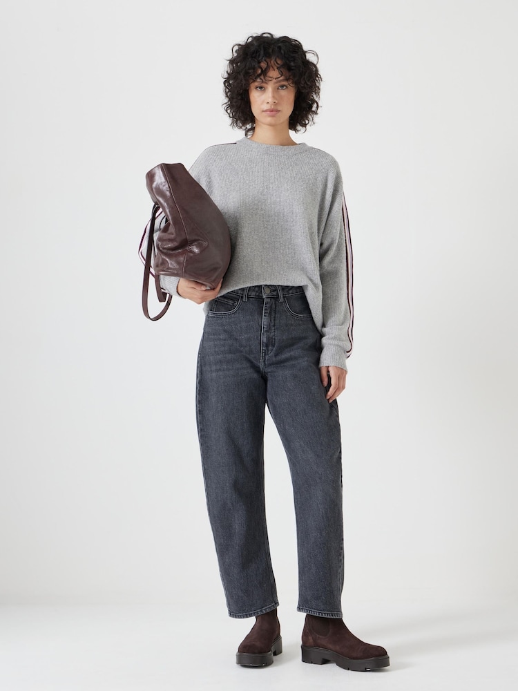 Hush Grey Lydia Ottoman Stripe Crew Neck Jumper - Image 3 of 4