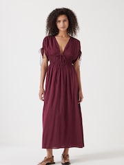 Hush Red Grace Cotton Blend Midi Dress - Image 1 of 4