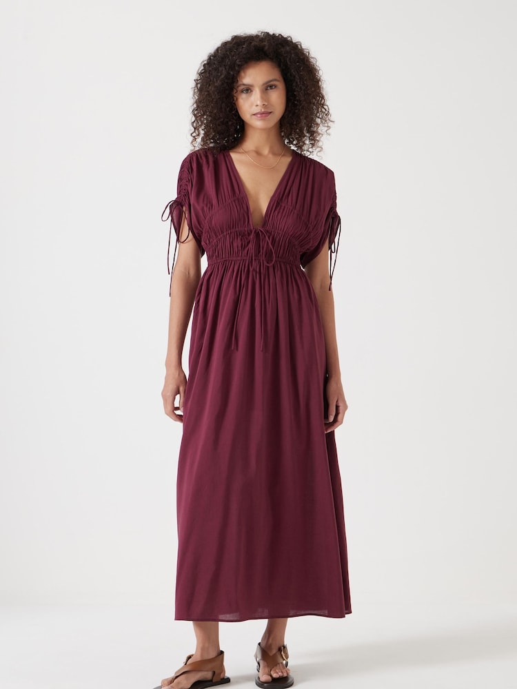 Hush Red Grace Cotton Blend Midi Dress - Image 1 of 4