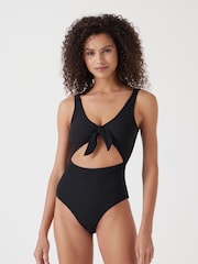 Hush Black Tie Front Texture Swimsuit - Image 1 of 4