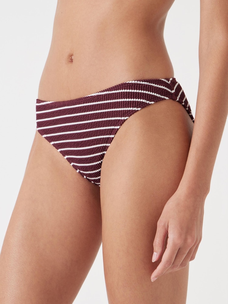 Hush Red Cally Classic Stripe Crinkle Bikini Bottoms - Image 1 of 4