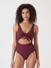 Hush Red Tie Front Texture Swimsuit - Image 1 of 4
