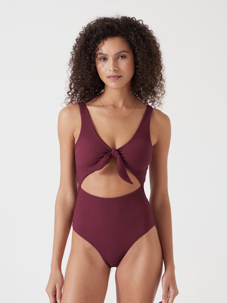 Hush Red Tie Front Texture Swimsuit - Image 1 of 4
