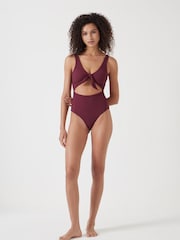 Hush Red Tie Front Texture Swimsuit - Image 3 of 4