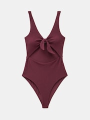 Hush Red Tie Front Texture Swimsuit - Image 4 of 4
