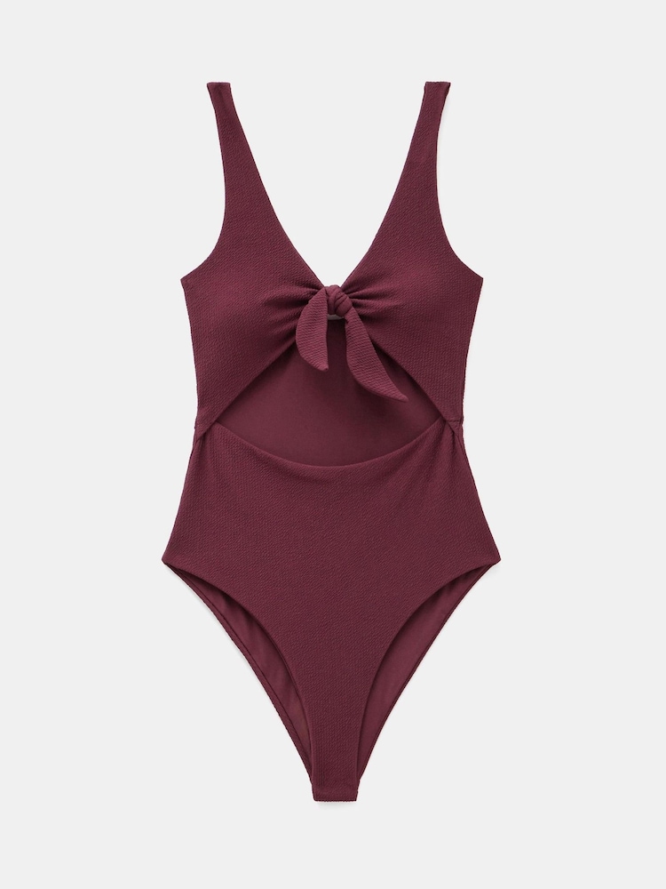 Hush Red Tie Front Texture Swimsuit - Image 4 of 4