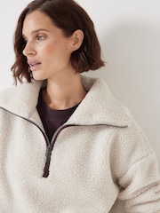 Hush Cream Grey Fleece Half Zip Sweatshirt - Image 4 of 5