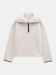 Hush Cream Grey Fleece Half Zip Sweatshirt - Image 5 of 5