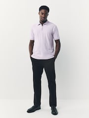 Lilac Purple Slim Fit Smart Quarter Zip Polo Shirt - Image 3 of 7