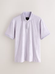Lilac Purple Slim Fit Smart Quarter Zip Polo Shirt - Image 5 of 7
