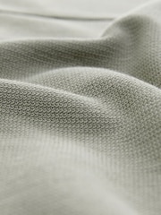 Sage Green Textured Zip Through Polo Shirt - Image 6 of 7