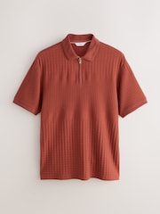 Rojo óxido - Corte estándar - Polo elegante con cremallera de un cuarto - Imagen 1 de 3
