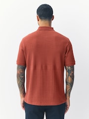 Red Rust Regular Fit Smart Quarter Zip Polo Shirt - Image 4 of 7