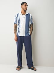 Blue/White Zip - Strukturiertes Jersey-Hemd mit Streifen - Bild 2 von 7