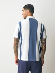 Blue/White Zip - Strukturiertes Jersey-Hemd mit Streifen - Bild 3 von 7