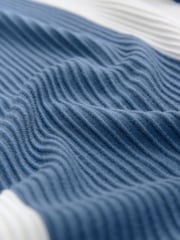 Blue/White Zip - Strukturiertes Jersey-Hemd mit Streifen - Bild 7 von 7