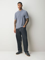 Blue Textured Smart Polo Shirt - Image 3 of 7