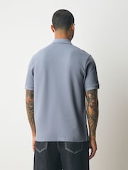 Blue Textured Smart Polo Shirt - Image 4 of 7
