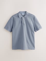 Blue Textured Smart Polo Shirt - Image 5 of 7