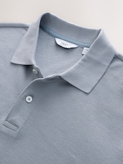 Blue Textured Smart Polo Shirt - Image 7 of 7