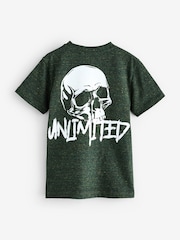 Khaki Green Marl Skull T-Shirt - Image 2 of 3