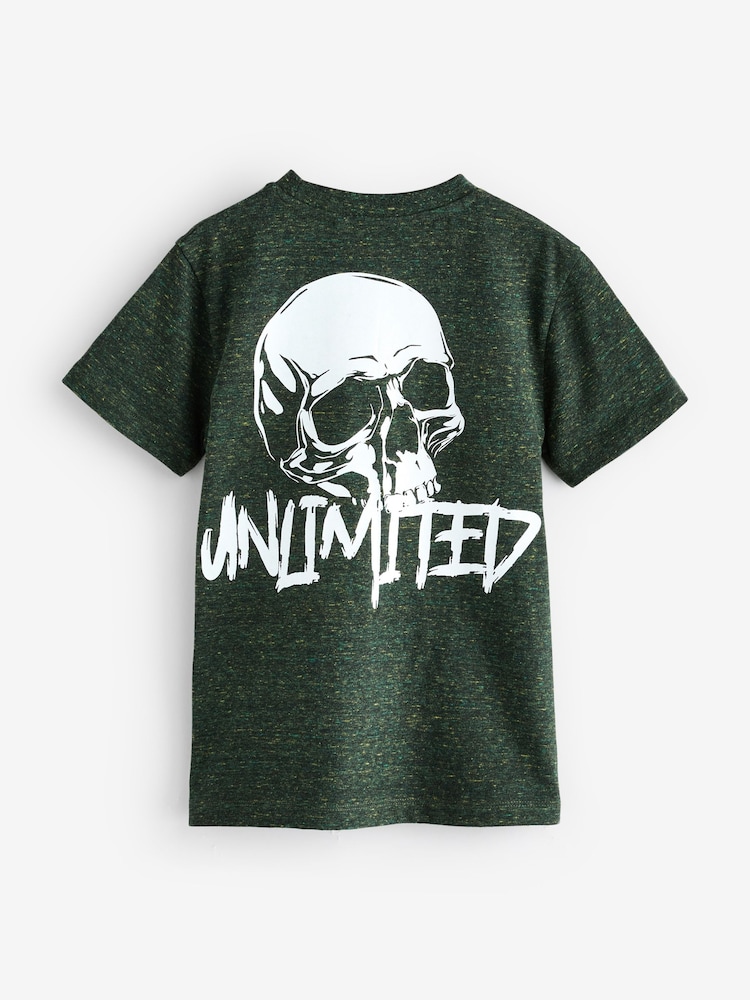 Khaki Green Marl Skull T-Shirt - Image 2 of 3