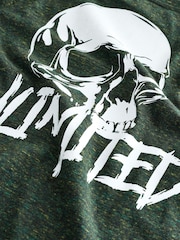 Khaki Green Marl Skull T-Shirt - Image 3 of 3