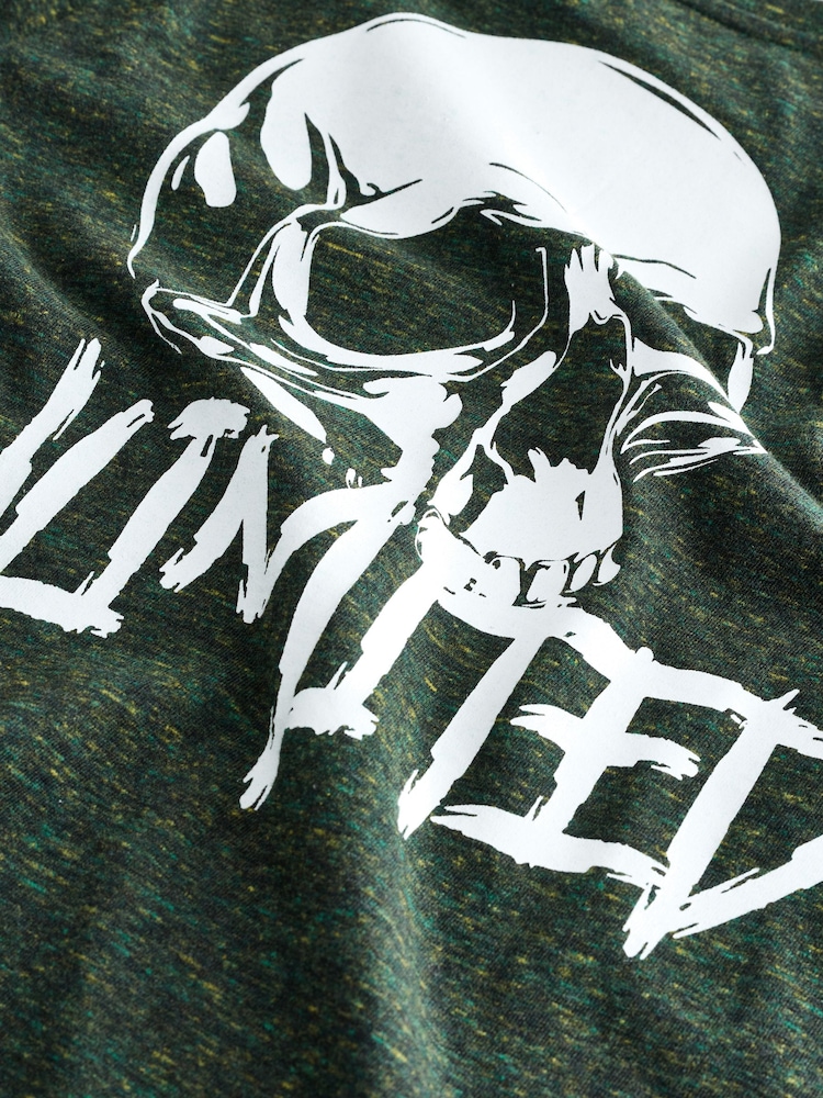 Khaki Green Marl Skull T-Shirt - Image 3 of 3