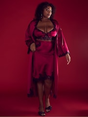 Victoria's Secret Campari Red Satin Lace Trim Bralette and Skirt Set - Image 4 of 4