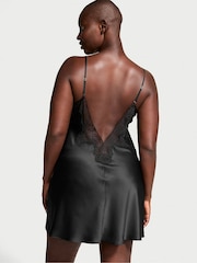 Victoria's Secret Black Satin Lace Trim Slip Dress - Image 2 of 3
