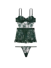 Victoria's Secret Botanical Green Lace Unlined Balcony Babydoll Set - Image 3 of 3