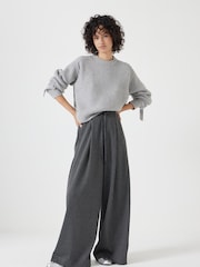 Hush Grey Tie and Buckle Detail Textured Knitted Jumper - Image 2 of 4