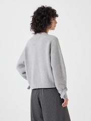 Hush Grey Tie and Buckle Detail Textured Knitted Jumper - Image 3 of 4