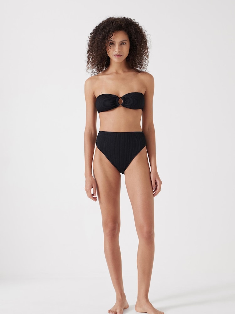 Hush Black Harper High Waisted Crinkle Bikini Bottoms - Image 3 of 4