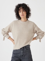 Hush Natural Tie and Buckle Detail Textured Knitted Jumper - Image 1 of 4
