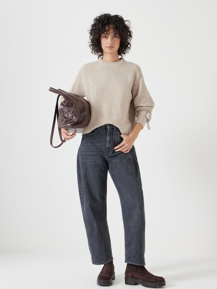 Hush Natural Tie and Buckle Detail Textured Knitted Jumper - Image 2 of 4