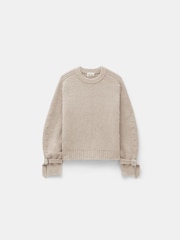 Hush Natural Tie and Buckle Detail Textured Knitted Jumper - Image 4 of 4