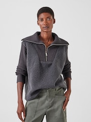 Hush Grey Fleece and Knit Sweatshirt - Image 1 of 5