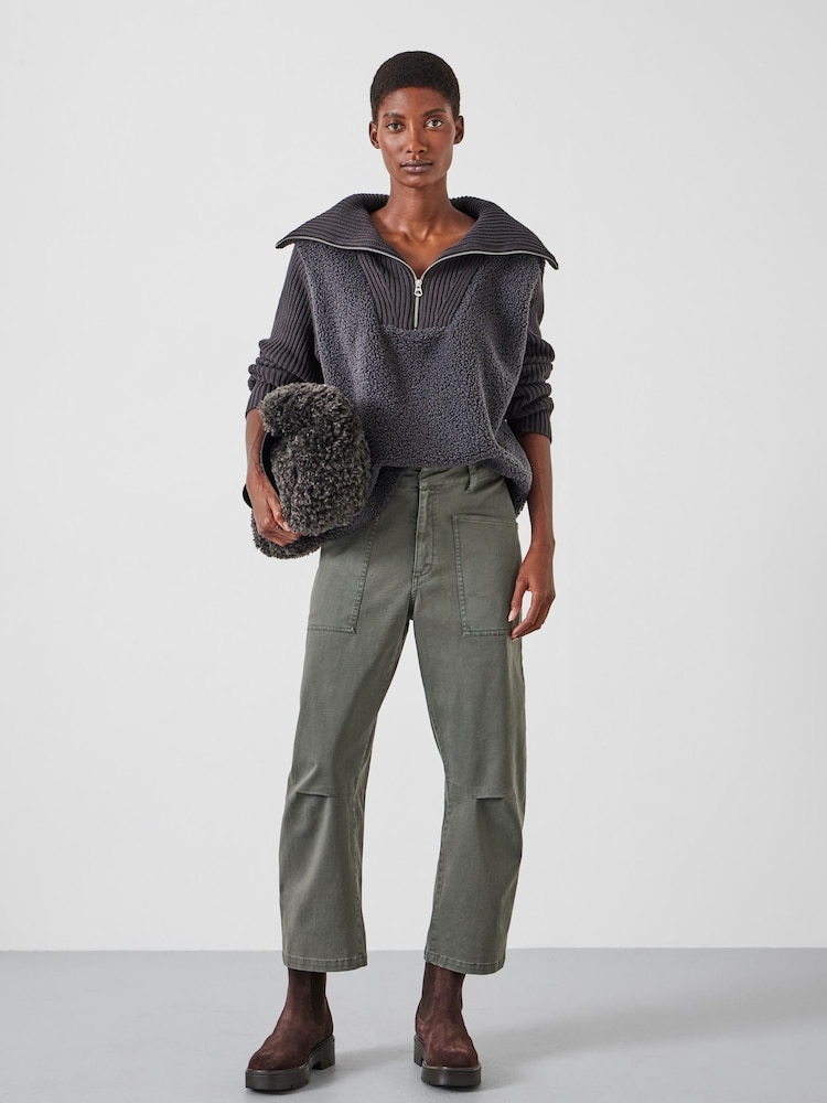 Hush Grey Fleece and Knit Sweatshirt - Image 2 of 5