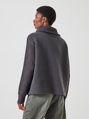 Hush Grey Fleece and Knit Sweatshirt - Image 3 of 5