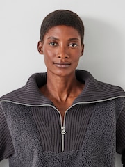 Hush Grey Fleece and Knit Sweatshirt - Image 4 of 5