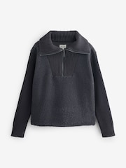 Hush Grey Fleece and Knit Sweatshirt - Image 5 of 5