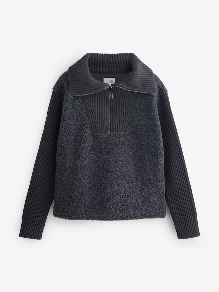 Hush Grey Fleece and Knit Sweatshirt - Image 5 of 5