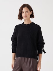 Hush Black Tie and Buckle Detail Textured Knitted Jumper - Image 1 of 4