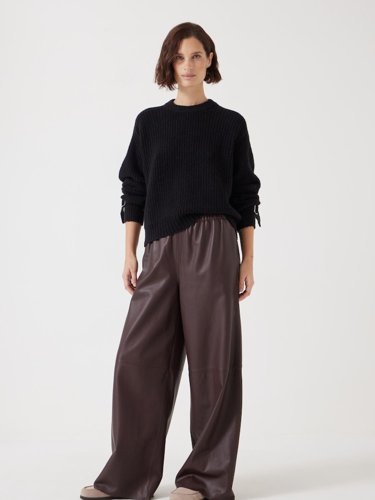 Hush Black Tie and Buckle Detail Textured Knitted Jumper - Image 2 of 4