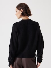 Hush Black Tie and Buckle Detail Textured Knitted Jumper - Image 3 of 4