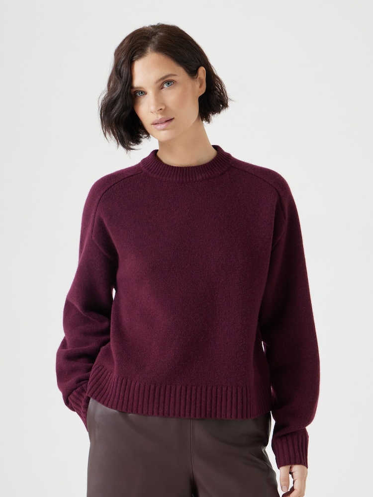 Hush Red Nina Merino Wool Crew Jumper - Image 1 of 5 Hush Red Nina Merino Wool Crew Jumper - Image 1 of 5